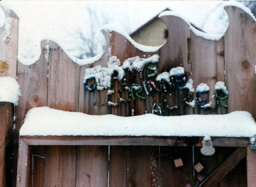 Gladys Corinne Walker gate in snow