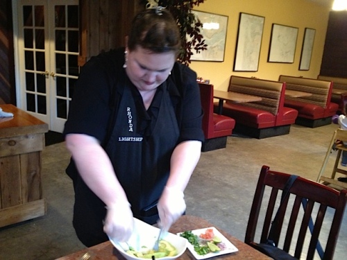 at the Lightship:  Guacamole made tableside