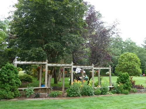 looking due north to a long pergola