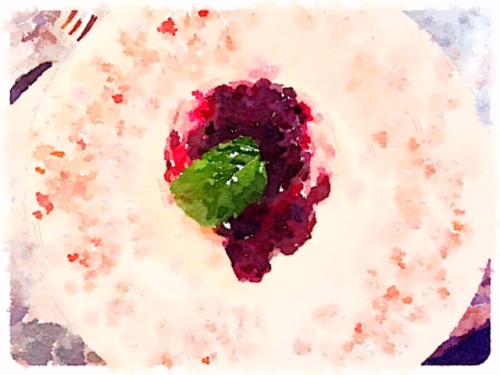 and J9 had blackberry bread pudding, which cried out to be "painted in Waterlogue"