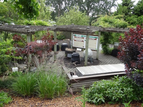 on one side, compost demonstration garden